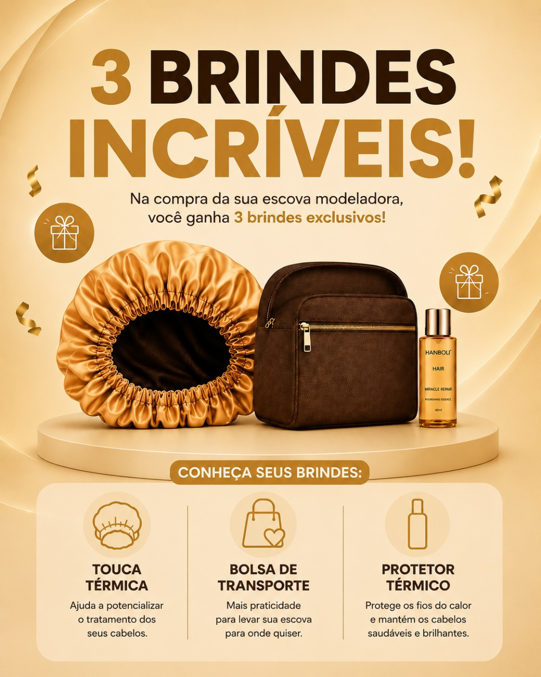 FRETE GRÁTIS - Escova Modeladora Hair 5 em 1, Alisa, Seca, Modela, Faz Cachos e Anti-Frizz - BIVOLT (110v/220v) - Imagem 2