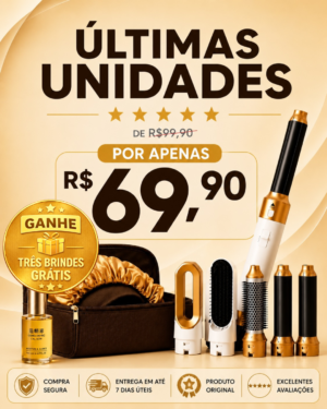 FRETE GRÁTIS - Escova Modeladora Hair 5 em 1, Alisa, Seca, Modela, Faz Cachos e Anti-Frizz - BIVOLT (110v/220v)