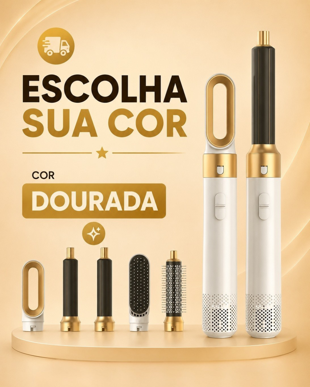FRETE GRÁTIS - Escova Modeladora Hair 5 em 1, Alisa, Seca, Modela, Faz Cachos e Anti-Frizz - BIVOLT (110v/220v) - Imagem 4