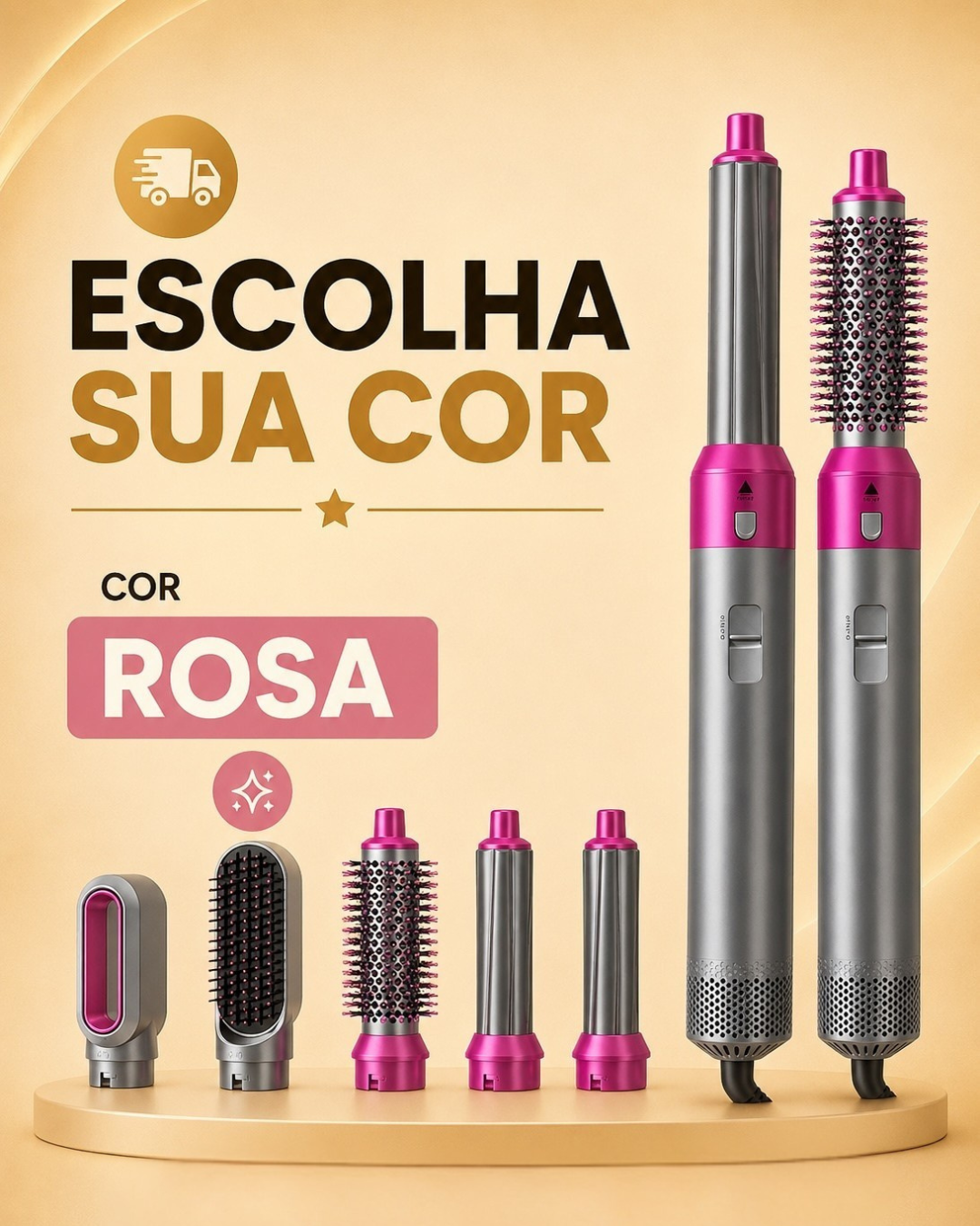 FRETE GRÁTIS - Escova Modeladora Hair 5 em 1, Alisa, Seca, Modela, Faz Cachos e Anti-Frizz - BIVOLT (110v/220v) - Imagem 5